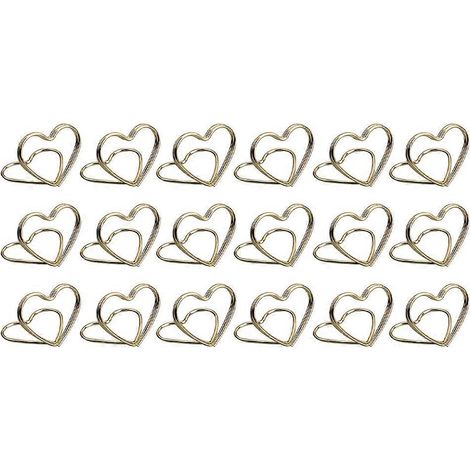 Lot de 20 porte-mémos en métal, double couche, en forme de cœur, pour table de mariage et banquet (doré)-3.5x2.8cm-Golden (1/3)