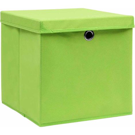 Maison Exclusive - Scatole Portaoggetti con Coperc10pz Verdi 32x32x32cm Tessuto (1/5)