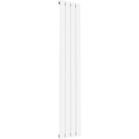 ELEGANT 1800 x 300 mm Designer White Modern Single Flat Panel Radiator Vertical Rads Compatible With All Heating Systems + White Thermostatic Radiator Valves (1/4)
