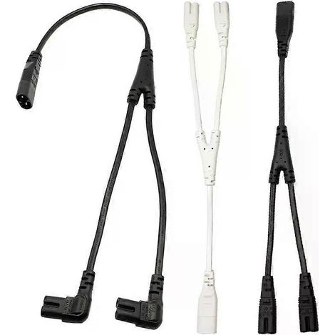 Für 1 Stück IEC 320 C8 2-Pin Stecker auf 2 x C7 Buchse Y-Splitter-Stromkabel schwarz/weiß IEC 320 C7 auf C8 Verlängerungskabel C8 Stecker auf C7 Buchse-JXLGV (1/4)
