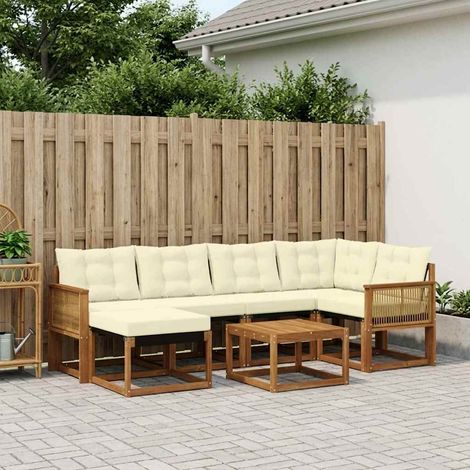 vidaXL Outdoor-Sofagarnitur mit Kissen 7 pcs Natur und Creme (1/5)