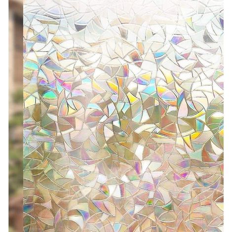 Lámina decorativa para ventanas - Lámina para vidrio sin adhesivo - Crea privacidad - Efecto arcoíris - 44,5 x 200 cm - Transparente (1/5)