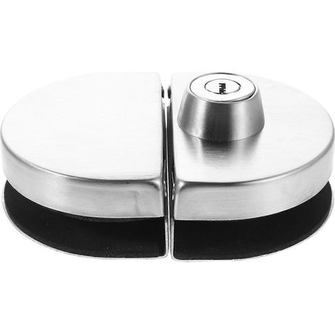 1 ensemble de serrure à porte vitrée avec bouton-poussoir pivotant en acier inoxydable - Serrure de sécurité à double porte coulissante pour bureau, salle de bain, hôtel, appartement (1/5)
