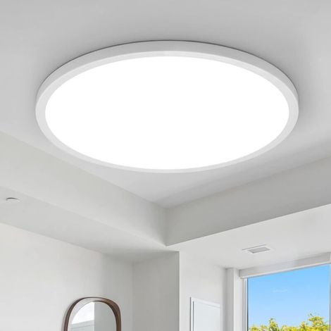 Flache LED-Deckenleuchte, 28 W, 2500 lm, runde Deckenleuchte, 6000 K Kaltweiß, ultradünne Deckenleuchte für Wohnzimmer, Badezimmer, Küche, Balkon, Flur, Keller, Ø 220 × 20 mm (1/5)