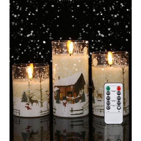 3PCS Flickering Flame LED Candle, Remote Control LED Candle, Fake Candle with Timer, Electric Candle, Christmas Decoration, Christmas Candle, Flameless LED Candles for Birthday, Wedding, Table [Classi (1/5)