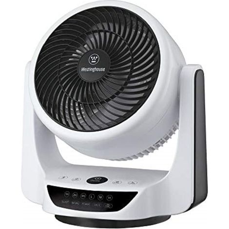 Westinghouse Lighting 73037 Cormac, ventilatore da tavolo oscillante portatile con telecomando, 25 cm, finitura bianca e nera (1/2)