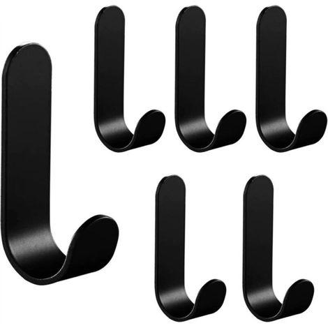 Handtuchhalter, Garderobenhaken, Badezimmerhaken, Bademantelhaken, für Schlafzimmer, Wohnzimmer, Küche, schwarz, 6-teilig