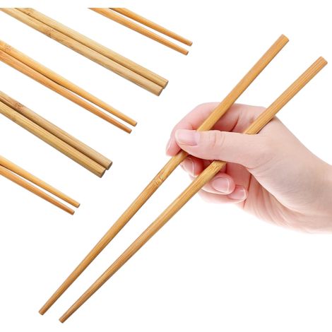 Baguettes à Sushi en Bambou Naturel 5 Paires  Réutilisables et écologiques - Design Japonais Traditionnel - Couverts Orientaux Sans Peintures pour Sushi, Ramen, Noodles - Art. 74192 (1/5)
