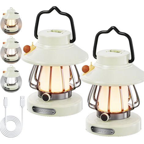 2PCS Lampe rechargeable LED étanche, lampe de tente blanche portable, 3000-6500 K, idéale pour les urgences, la randonnée et les ouragans (de camping) (1/5)