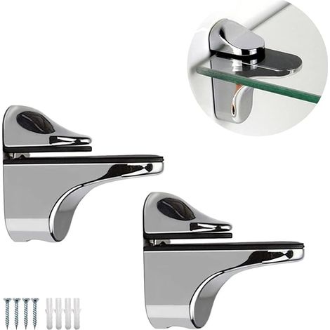 Support Etagere Verre, 2 Pièce Alliage de Zinc Etagère Murale en Verre Blanc avec Supports de Montage, Support Etagere Murale (1/5)
