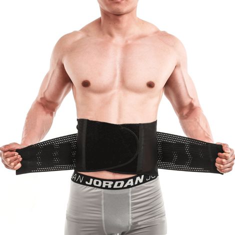 (Noir XXL) Ceinture de soutien lombaire, ceinture de protection dorsale, ceinture ajustable, bretelles en maille (1/5)