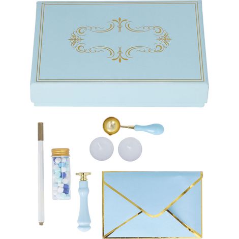 Kit de tampons à cire rétro à faire soi-même, tampons à main, enveloppes, peinture à feu, kit de cire à cacheter, décoration cadeau (1/5)