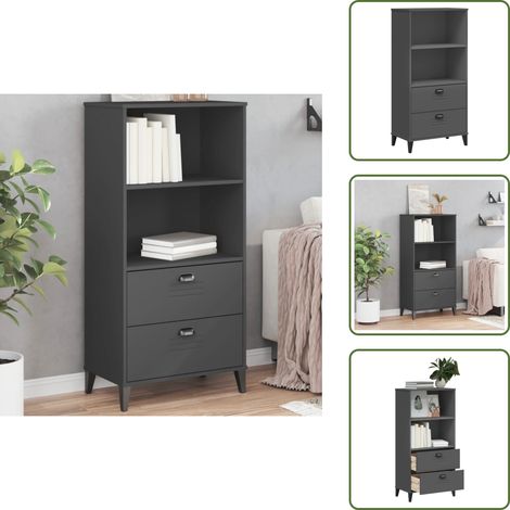 Libreria decorativa - vidaXL Libreria VIKEN Grigio Antracite 60x35x123 cm Legno Multistrato - Libreria con maniglie
