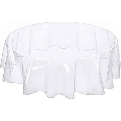 1 Nappe Ronde, Cristal Transparent, 300 Microns, Diamètre 180 cm, Pour Salle à Manger