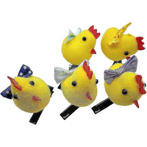 Lot de 5 pinces à cheveux décoratives lapin et poulet avec nœud papillon, style ressort, pour fille, à faire soi-même-D (1/5)