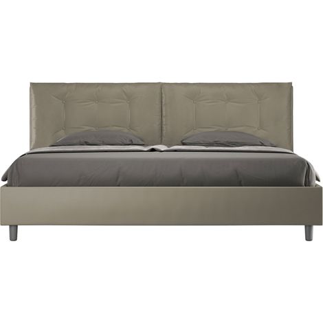 Letto matrimoniale king size contenitore imbottito 200x200 similpelle cappuccino Annalisa Large