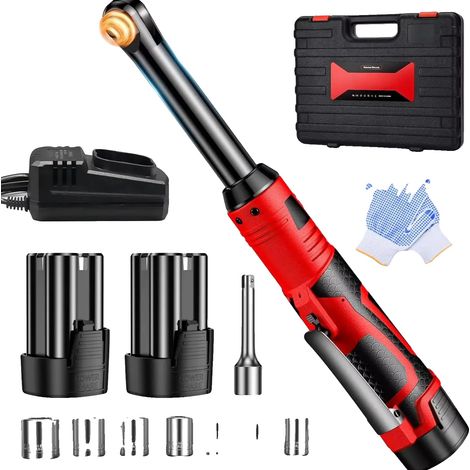 Llave de impacto, diseño inalámbrico, alto par motor, JUEGO A - 2 baterías (1/2)