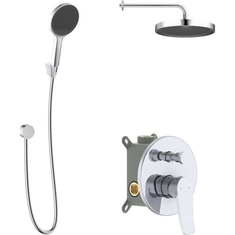 kielle Nefia - Set de douche avec mitigeur encastré, 2 sorties, avec accessoires EcoSpare et corps d’encastrement, chrome 20627SP130 (1/5)