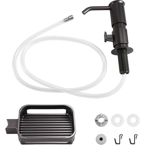 Distributeur de savon pour évier de cuisine, pompe distributeur de savon intégrée avec porte-éponge et kit de tube d'extension pour installation sous plan de travail, B (1/5)