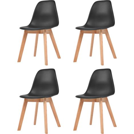 Lot de 4 Chaises Chaises de salle à manger Chaise de cuisine Noir Plastique 35571 (1/5)