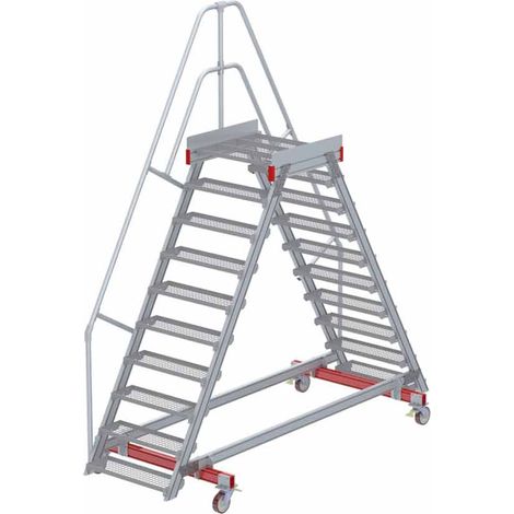 Euroline 512 mobiler Überstieg 60° Stufenausführung Stahl Gitterrost Stufenbreite 800mm 10 Stufen