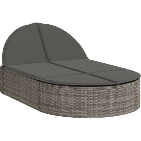 Maison Exclusive - Lettino Prendisole Doppio con Cuscini Grigio in Polyrattan