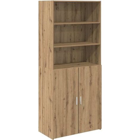 Armoire haute en chêne massif, meuble de rangement manuel 80 x 42,5 x 185 cm (1/5)