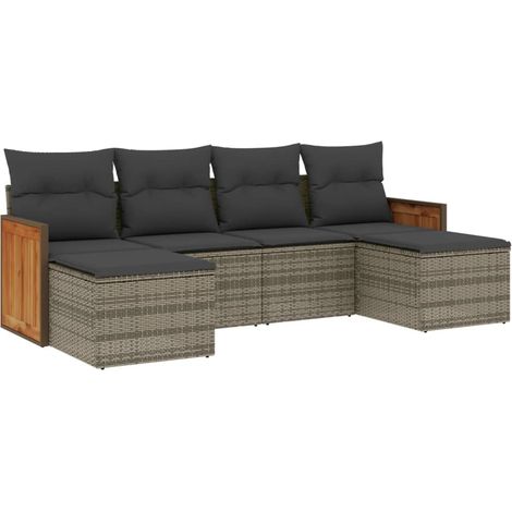 Maison Exclusive - 6-tlg. Garten-Sofagarnitur mit Kissen Grau Pol