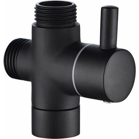 Valve 3-way Brass Shut-off Valve G 1/2 Shut-off Valve for Bathroom Shower Shower, Black, DSF007C