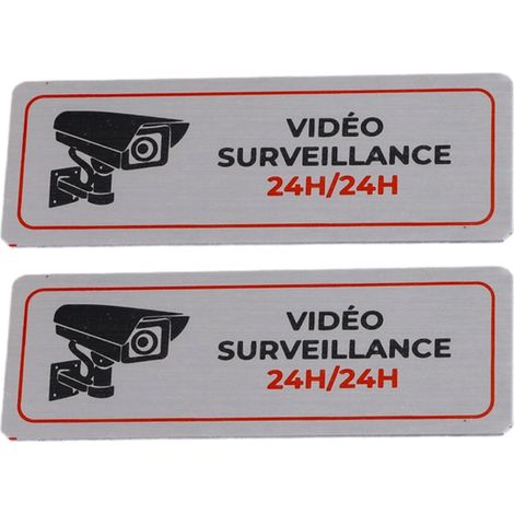 Panneaux Caméra de Surveillance, 8.5cm3 cm Alarme Video Surveillance en Aluminium, Propriété Privée Adhesif, Plaque 24H Vidéo Surveillance Extérieure Résistant aux UV (1/5)