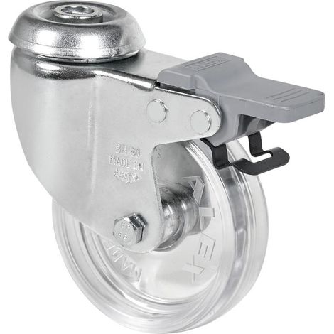 rueda giratora agujero m10 freno 20bhfd60-bpc policarbonato transp. eje liso (1/2)