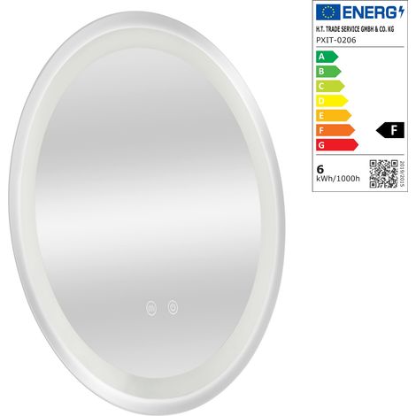 Specchio decorativo moderno a LED 60 x 60 x 3 cm argento 030010162
