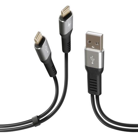Cavo con doppio connettore, Usb  Apple 8 Pin - 100 cm - Nero