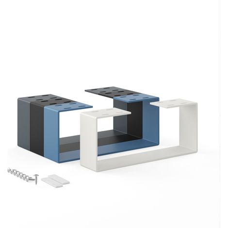 Pied de meuble en métal blanc gris – Support de table basse, table à manger, bureau – Charge jusqu'à 100 kg – Dimensions 37x15 cm – Holzbrink (1/5)