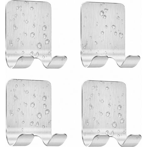 Lot de 4 crochets adhésifs 3M en acier inoxydable, antirouille et étanches, sans perçage, pour la cuisine et le salon. (1/5)