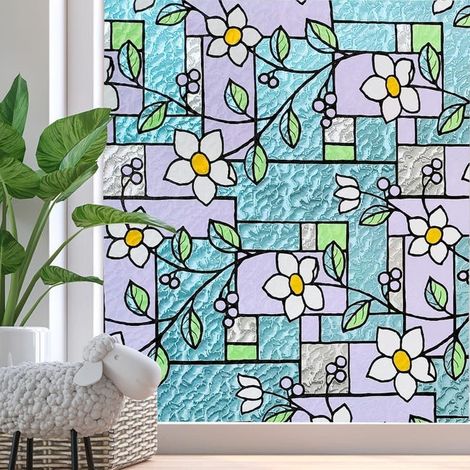 Lámina para ventanas que proporciona privacidad, lámina para vidrieras, lámina autoadhesiva opaca esmerilada, protección UV (45x200 cm) (1/5)