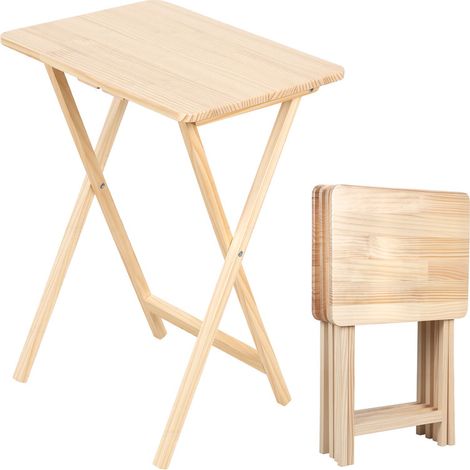 FIANAO - Table d'appoint - Table de salle à manger pliante - Ensemble de quatre pièces - Bois de pin - Design minimaliste moderne - Dimensions d'une table : 48,2 × 37 × 66 cm (1/5)