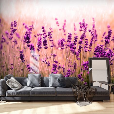 Papier peint Lavender in the Rain - 150 x 105 cm (1/4)