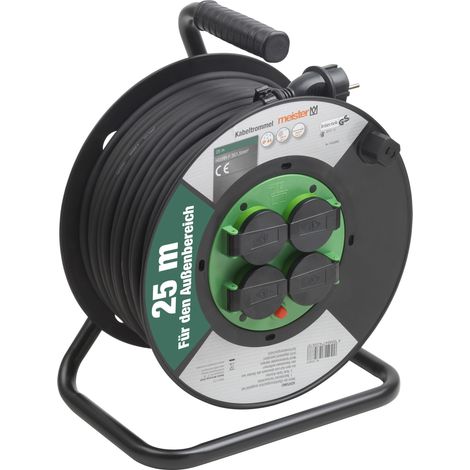 Meister Kabeltrommel H05RR-F3G1,5, IP44 - 25 m Kabel - Thermoschutz-Schalter - Outdoor