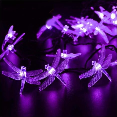 Guirlande Solaire - 30 LED Forme Libellule - 6 M - Étanche IP44 - Pour Décoration Intérieure Extérieure - 8 Heures Autonomie - 1 Pièce (1/5)