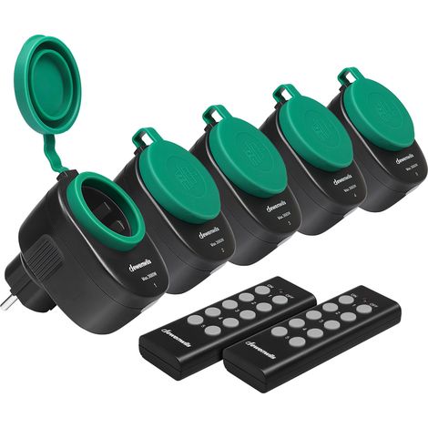 DEWENWILS Funksteckdosen Outdoor 5er-Set, 3680W 16A, IP44 Wasserdicht, Schwarz (1/5)