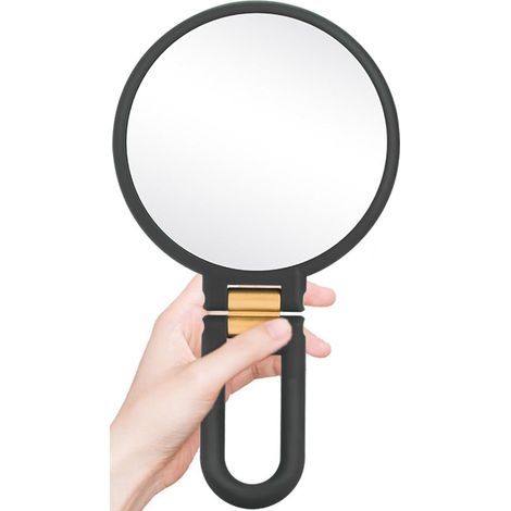1 Miroir grossissant, double face 1x et 20x, rotation 360 degrés, pliable ABS noir, pour voyage et maquillage (1/5)