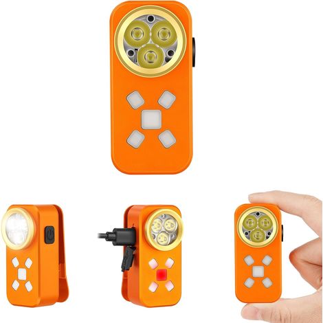 Lampe de Poche à Clip, 500LM Mini Lampe Torche à Clip avec 10 Modes Lampe Poche LED Rechargeable Lampe Running Portable Étanche avec Lumière Spot & Flood pour Camping Randonnée Urgence, Vert