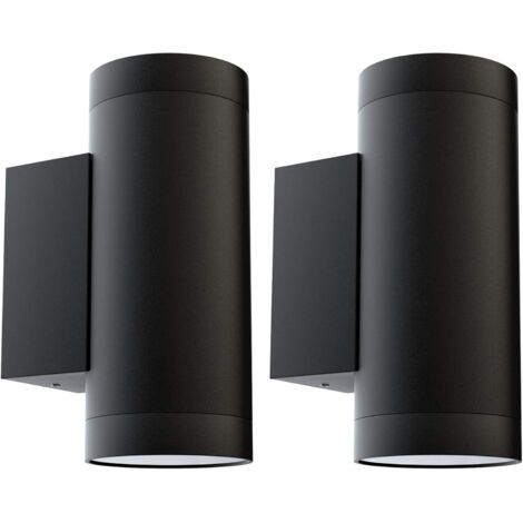 2 pcs Applique Murale Exterieur GU10 Aluminium Up/Down Eclairage Exterieur, IP65 Étanche Lampe Murale Exterieur pour Jardin Couloir Entrée Patio, Ampoule non Incluse, Noir (1/5)