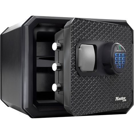 Master Lock FPW082FTCML zertifizierter feuerfester und wasserdichter Tresor, 23L, 417 x 348 x 478 mm, Digitale Kombination mit beleuchtetem Tastenfeld, für Heim und Beruf, Schwarz, 22L