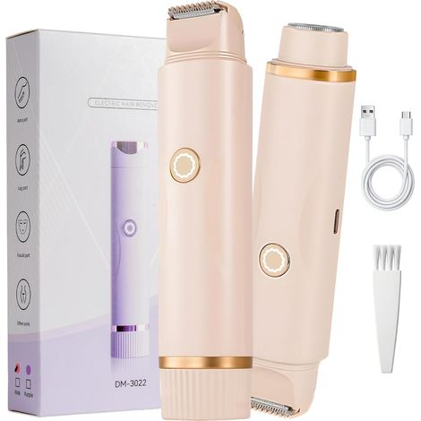 Women's IPX7 Waterproof Bikini, 2 in 1 Electric Shaver with LED Display, USB Rechargeable Soft and Painless Hair Removal for Bikini, Face, Armpits and Legs (1/5)