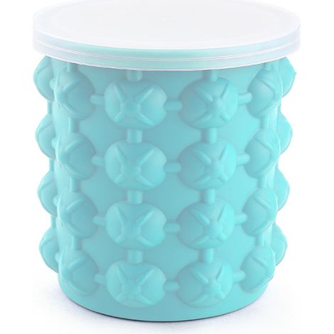 Seau à glaçons en silicone alimentaire grand format 1100ml sans BPA, moule à glace tout-en-un avec couvercle pour refroidir bouteilles (1/4)