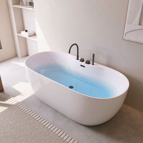 HOME DELUXE - Badewanne mit schwarzer Armatur LENI - 170 x 80 cm  Farbe Schwarz  Badewanne Acrylwanne Wannen Duschen (1/5)