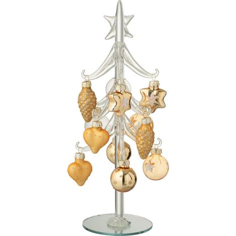 Sapin de Noël en Verre "Boules" 26cm Doré