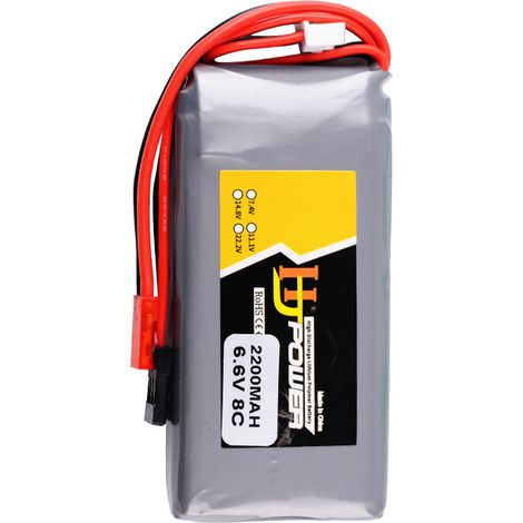 Batteria LiPo da 6,6 V 2200 mAh compatibile con trasmettitore e ricevitore Futaba 14SG 18SZ 16SZ T8J RC, batteria al litio di ricambio compatibile. (1/2)